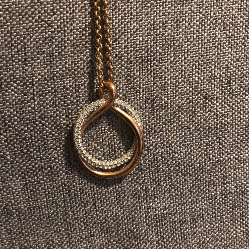 Swarovski Rose Gold and Silver Crystal Loop Pendant Necklace